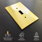 Rio Salto Modern Metal Vibrant Yellow Gold Toggle Light Switch Cover Metal Decorative Toggle Switch Covers Wall Plate Outlet Flip Switch Cover Socket Togle - Midsize 1 Gang 5-Pack