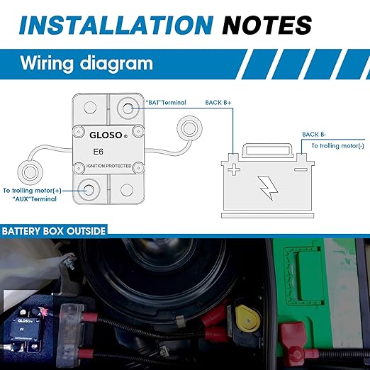 GLOSO Circuit Breaker 40 A E67 Mid Range Mini T1 Auto Reset, Compact Medium IP66, Marine Auto Truck (40 A)