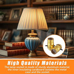 4 Pack UL Listed Lamp Socket with Push On/Off, E26 Threaded Base, Medium Screw Push Socket, Lamp Parts for Floor and Table Lamps, DIY Project, Gold