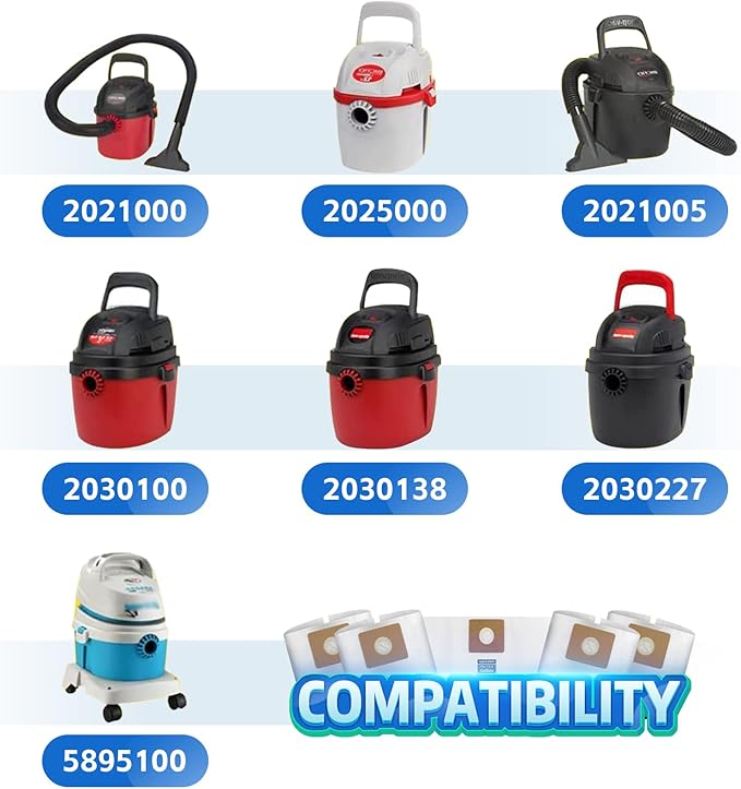 10 PCS Bundle Set Shop Vac 1-1.5 Gallon Vacuum Bags, ALYYDBG Type A 90667 9066700 9066733 All Around Vac Filter Bags