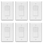 LIDER Dimmer Paddle Switch for Dimmable 300W LED/CFL Lights, 1-Pole or 3-Way, 120 V, Modern Upgrade, UL Listed, Wall Plate Included, White, 6 Pack