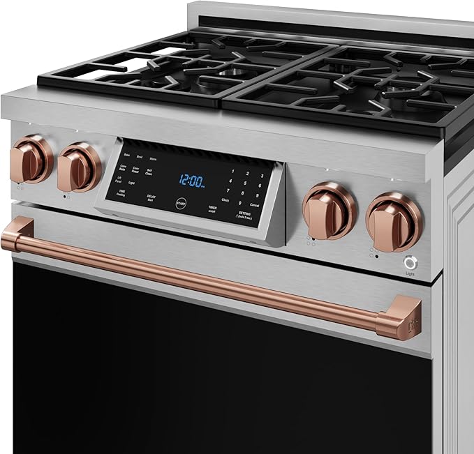 Gordon Ramsay by THOR Kitchen 30 Inch Professional Liquid Propane Range with Tilt Panel Touch Control in Stainless Steel/Rose Gold