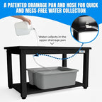 Washer and Dryer Pedestals - 24" W, 16" H, Black Steel Universal Fit with Major Brands, Leak-Proof Laundry Pedestal with Drain Pan & Hose, Washer and Dryer Stand for Back Pain Relief, 800 lbs Capacity