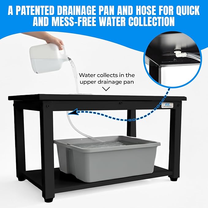 Washer and Dryer Pedestals - 28" W, 16" H, Black Steel Universal Fit with Major Brands, Leak-Proof Laundry Pedestal with Drain Pan & Hose, Washer and Dryer Stand for Back Pain Relief, 800 lbs Capacity