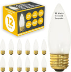 GoodBulb 25-Watt Incandescent Torpedo Light Bulbs B10 Frosted Finish Medium E26 Base 2700K Warm White Color Dimmable 175 Lumens Pack of 12 Bulbs