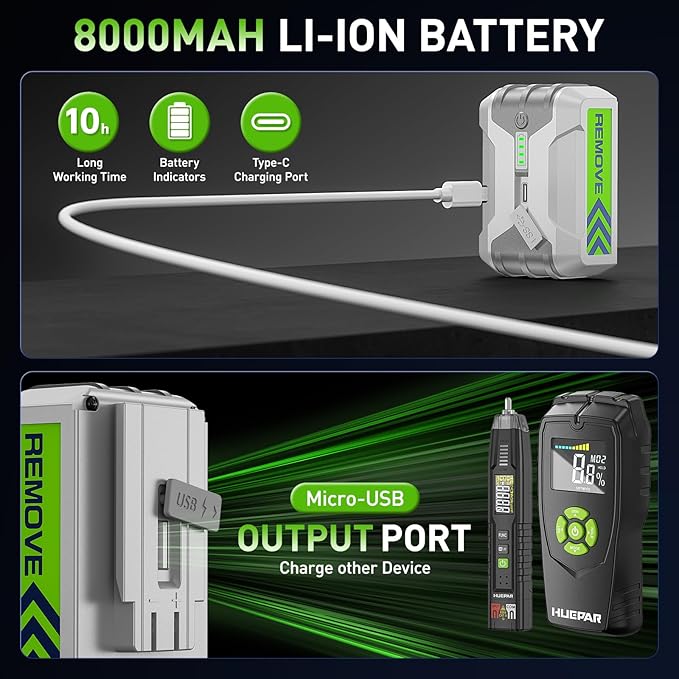 HueparPro Laser Level 3 x 360 Self Leveling Green Beam Laser Tool, High Accuracy Professional 3D Cross Line Laser with 8000mAh Rechargeable Li-ion Battery, Magnetic Bracket & Hard Carry Case ZK03CG