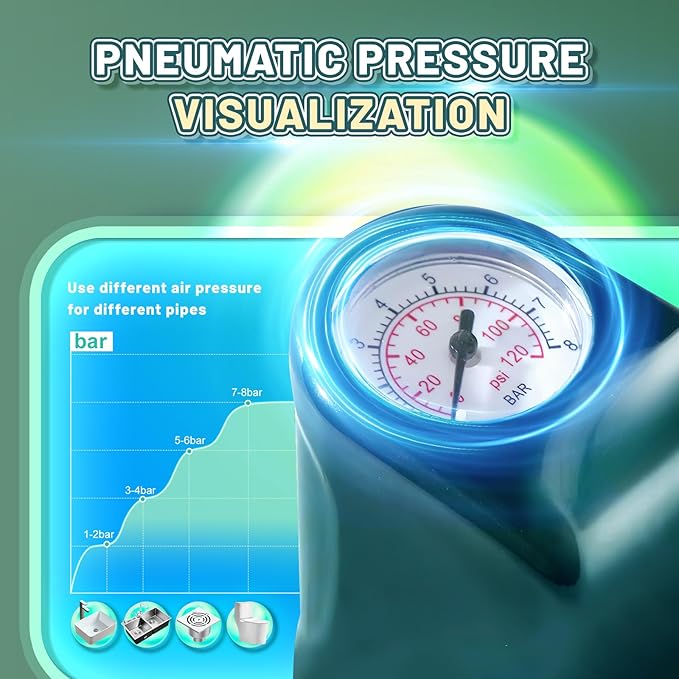 Heavy Duty Toilet Plunger, Drain Clog Remover, High Pressure Air Drain Blaster Real-Time Barometer Plunge Blaster Multi-Drain Unclogger for Toilets, Plungers for Bathroom, Sink, Floor, Kitchen Clogged