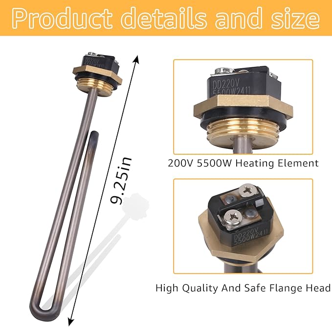 Titanium HE 55220 Tankless Water Heater Heating Element, Screw in 5.5KW 220V Replacement Part. Compatible With Ecosmart ECO POU 6 ECO 8, ECO 11, and Eco smart Water Heater Heating Elements .（2Pcs）