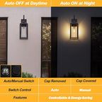 19" Dusk to Dawn Outdoor Lighting 2 Pack, Large Outdoor Wall Sconce Dusk to Dawn Sensor Wall Sconce Lamp, Anti Rust Bronze Dusk Till Dawn Porch Light for Doorway, Garage, Patio