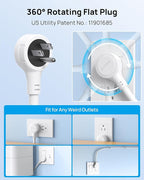 TROND 360° Rotating Plug Surge Protector 15ft, Power Strip with 2 USB A and 2 USB C, 10 Widely Spaced Outlets, 4000J, ETL Listed, Wall Mountable, for Home Office Entertainment, White