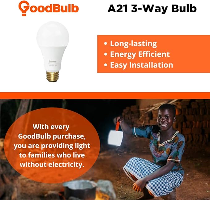 GoodBulb LED A21 3-Way Light Bulbs 5/9.5/16 Watt (40/60/120 Watt Equivalent) E26 Base Daylight 5000K EcoSmart Lights High Output 450/800/1600 Lumens 2 Pack