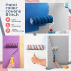 Leumoi 120 Pcs Paint Roller Covers, 1/2 Nap 9" Roller Covers, High Capacity Microfiber Naps for Wall Paint Kit Home Repair Tools Painting Supplies(Red Gray)