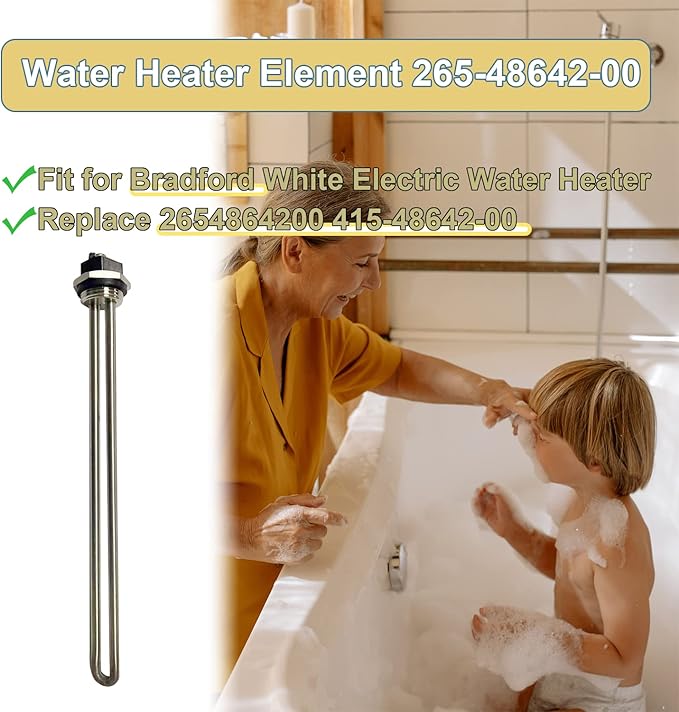 2 Pack 265-48642-00 Water Heating Element Fit for Bradford White Water Heaters, Replace 415-48642-00 4154864200 Heating Element Heater Parts, Screw-in Type，208V 3500W 240V 4500W