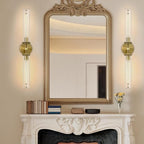 Brass Hardwired Wall Sconces, 30" Bathroom Wall Sconce, Gold Wall Sconce Double Lights , 30" Knurled Linear Wall Light, Sconces Wall Lighting Glass, Vanity Light for Bathroom, Living Room, Bedroom