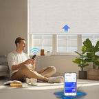 Motorized Blinds with Remote Cordless Automatic Motorized Shades Custom Blinds for Indoor Windows Smart Curtains with Alexa Google Home(Blackout Linen Sandy Beach,W26 x H72in)