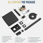 Black Shower Faucet Set, Rainfall Shower System with Square Shower Head and Handle Set, Wall Mounted Shower Fixtures, Full Metal Trim Repair Kit 8 inch Matte Black (With Shower Valve)