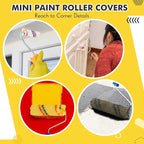 Leumoi 100 Pcs Paint Roller Covers 1/2 x 4 Inch Microfiber Paint Roller Covers Paint Brush Cover Small Roller Nap Mini House Painting Supplies for Painting Wall DIY Household Tool (Red Blue)