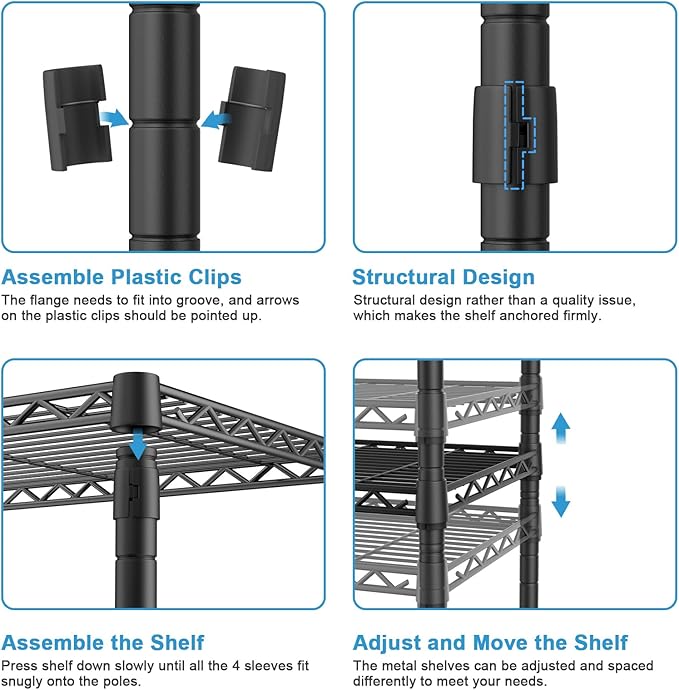 Ulif H4 Portable Closets, 4-Tier Metal Clothes Garment Rack for Bedroom and Cloakroom, Clothing Closet Storage and Organizer Wardrobe, 35.4" W x 14" D x 76.4" H, Black