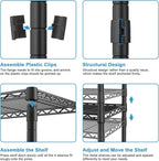 Ulif H4 Portable Closets, 4-Tier Metal Clothes Garment Rack for Bedroom and Cloakroom, Clothing Closet Storage and Organizer Wardrobe, 35.4" W x 14" D x 76.4" H, Black