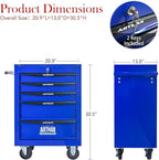 5-Drawer Steel Rolling Tool Cart with Wheels & Handle, Heavy-Duty Tool Chest Storage Cabinet for Garage and Workshop