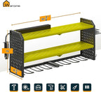 Warome Garage Power Tool Organizer with 8-Outlet Power Strip, Tool Storage Rack Wall Mount with 8 Cordless Drill Holders, Tool Organization Shelf with Charging Station in Green