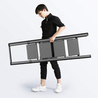 GameGem 4 Step Ladder Folding Iron Step Stool Stepladders with Anti-Slip and Wide Pedal for Home and Kitchen Use Space Saving (Black)