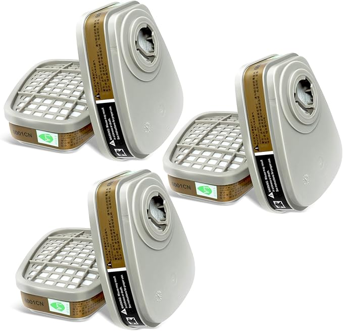 Respirator Cartridge/Filter, 6001 Filter Cartridges Installed on 6200, 6800 Respirator Body, Use for Asbestos, Resin, Paint, Dust, Welding