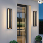 tewei 23.6 Inch Modern Outdoor Wall Sconce, Long Black LED Exterior Lighting Fixtures, Modern Large Outdoor Front Porch Lights Outside Wall Mount Lights for House, Warm White 3000K, 2 Pack