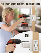 5 Pack Privacy Square Brushed Nickel Door Handles Interior, Keyless Door Knobs for Bedroom/Bathroom, Reversible for Left Right Handed Doors