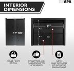 Ilyapa Locking Mailbox for Outside with Lock & Key - Modern Mailboxes for Outside Post Mount, Black Powder Coated Steel Heavy Duty Curbside Mail Box