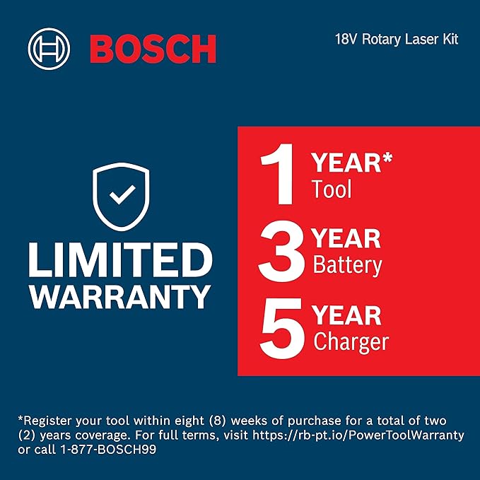 BOSCH GRL4000-80CHK REVOLVE 18V Connected Self-Leveling Horizontal Rotary Laser Kit, Includes CORE18V 4 Ah Battery & Charger, Tripod, Grade Rod, Receiver, Carrying Case, & Accessories
