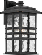 KICHLER Beacon Square 17.25" 1-Light Outdoor Wall Light with Clear Hammered Glass in Textured Black, for Exterior Doors, Garage, Porch, or Patio (17.25" x 9.5"), 49831BKT
