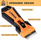 REXBETI Razor Blade Scraper Tool, 1 Pack Razor Scraper with Extra 157Pcs Razor Blades -7Pcs Metal and 150Pcs Plastic Blades, Cleaning Scraper Tool, Cooktop, Paint, Glass Scraper