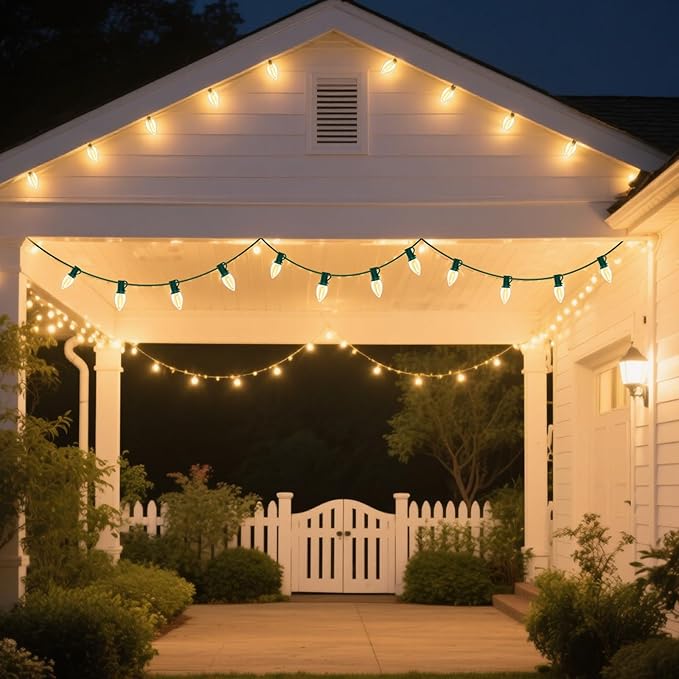 25 Pack C7 LED Replacement Christmas Light Bulbs,Clear 0.6W Energy Efficient E12 Candelabra Base,Shatterproof Warm White 2700K for Christmas Trees,Holiday String Decorations,Patio,Garden,Halloween