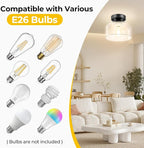 Semi Flush Mount Ceiling Light - Clear Glass Pendant Lamp Shade, Matte Black Finish, Modern Farmhouse Light Fixture for Hallway Corridor Kitchen Entryway Bedroom, Bulb Not Included