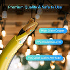 K KASONIC - 50 Ft Extension Cord with 3 Outlets, UL Listed 16/3 SJTW 3-Wire Grounded, 13A 125V 1625W for Indoor/Outdoor Use - Yellow