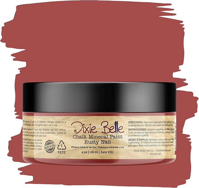 Dixie Belle Paint Company Chalk Finish Furniture Paint - Rusty Nail (4oz) - Matte Burnt Orange Chic Chalk Mineral DIY Furniture Paint