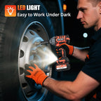 1500N.m (1100Ft-lbs) Cordless Impact Wrench 1/2" Brushless High Torque Impact Wrench with 2x 4.0Ah Batteries, 6 Sockets for Car, RV, Truck Wheel Lug Nuts