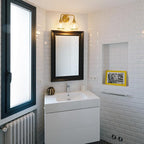 Gold Bathroom Light Fixtures 2-Lights Vanity Lights with Clear Glass Shade Bathroom Vanity Light 14 Inch Wall Sconces(Exclude E26 Bulb)…