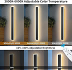 2 Pack 47.2 inch Modern Led Outdoor Wall Light, 3000K-6000K 10%-100% Dimmable Lights for Outside, IP65 Waterproof Wall Sconce Light with Remote Control for Porch,Hallway, Garage,Patio,Stairway,Yard