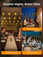 Outdoor Patio String Lights: S14 Shatterproof Bulb Outside Waterproof Light - 200Ft 60M Remote Dimmable Connectable Hanging Outdoor Electric Lighting - Garden Backyard Yard Gazebo Porch Party