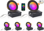 [6 Pack] CLOUDY BAY 4inch Smart WiFi LED Recessed Lights,RGB Color Changing Recessed Lighting,Compatible with Alexa and Google Home Assistant,10W 2700K-6500K,CRI90+ Wet Location,Oil Rubbed Bronze