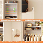 Unikito 3FT Freestanding Closet System with 2 Hanging Rods & Adjustable Shelve, 36'' Wood Closet Organizer System, Clothes Garment Rack, Sturdy Walk-in Closet Tower, Easy Assembly, Hold 800LBS, White