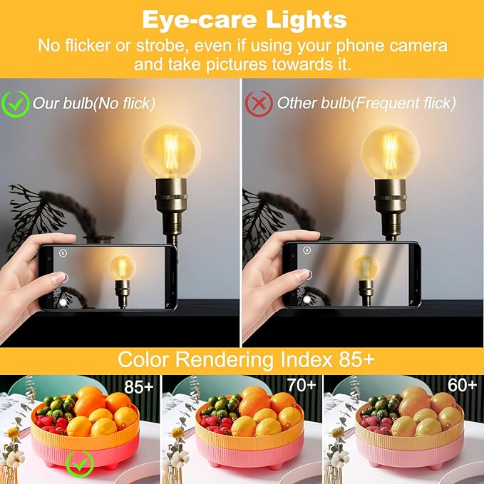 BRIMAX 10 Pack G16.5 Light Bulbs,Dimmable 6W E12 LED Bulbs Equivalent 60W,Small Globe Bulbs 600lm, 2700K Warm White,AC120V,Flicker Free for Ceiling Fans Pendant Chandelier Bathroom