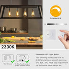 Jensense Edison LED Light Bulbs E26 Bulb 60 watt Equivalent Dimmable Light Bulbs 2300K Warm White (Amber Glass) Vintage 7W Edison Bulbs 110V 120V 800 Lumen CRI90, 8 Pack