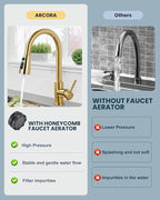 ARCORA Kitchen Faucet Spray Head Brushed Gold, 3-Function Kitchen Sink Spray Nozzle with 9 Adapters, Kitchen Faucet Head Replacement Compatible with Moen, Delta, American Standard Faucets