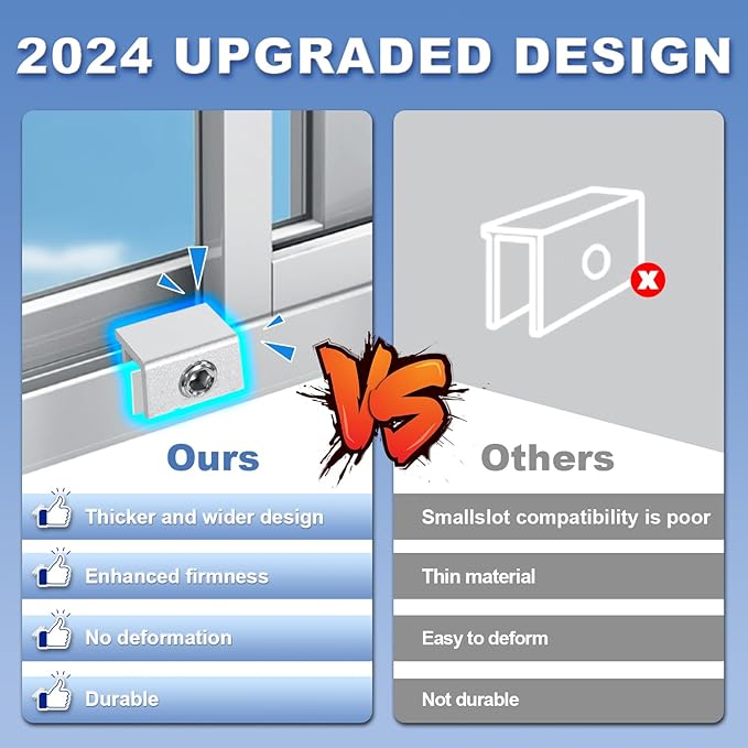 8 Sets Sliding Window Locks for Up and Down Windows,Easy to Install Vertical & Horizontal Window Security Locks,Adjustable Aluminum Window Stopper Lock