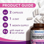 Women's Probiotic, 200 Billion CFU, Prebiotics + Digestive Enzymes + Cranberry, Complete Vaginal & Urinary Tract Health, Maintain pH & Yeast Balance, 60 Caps