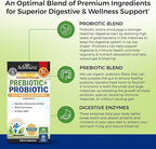 Prebiotics and Probiotic with Whole Food Enzymes for Adults Women & Men - Probiotics Lactobacillus Acidophilus - Digestive Health Capsules Shelf Stable Supplement - Non-GMO Gluten & Dairy Free -30ct