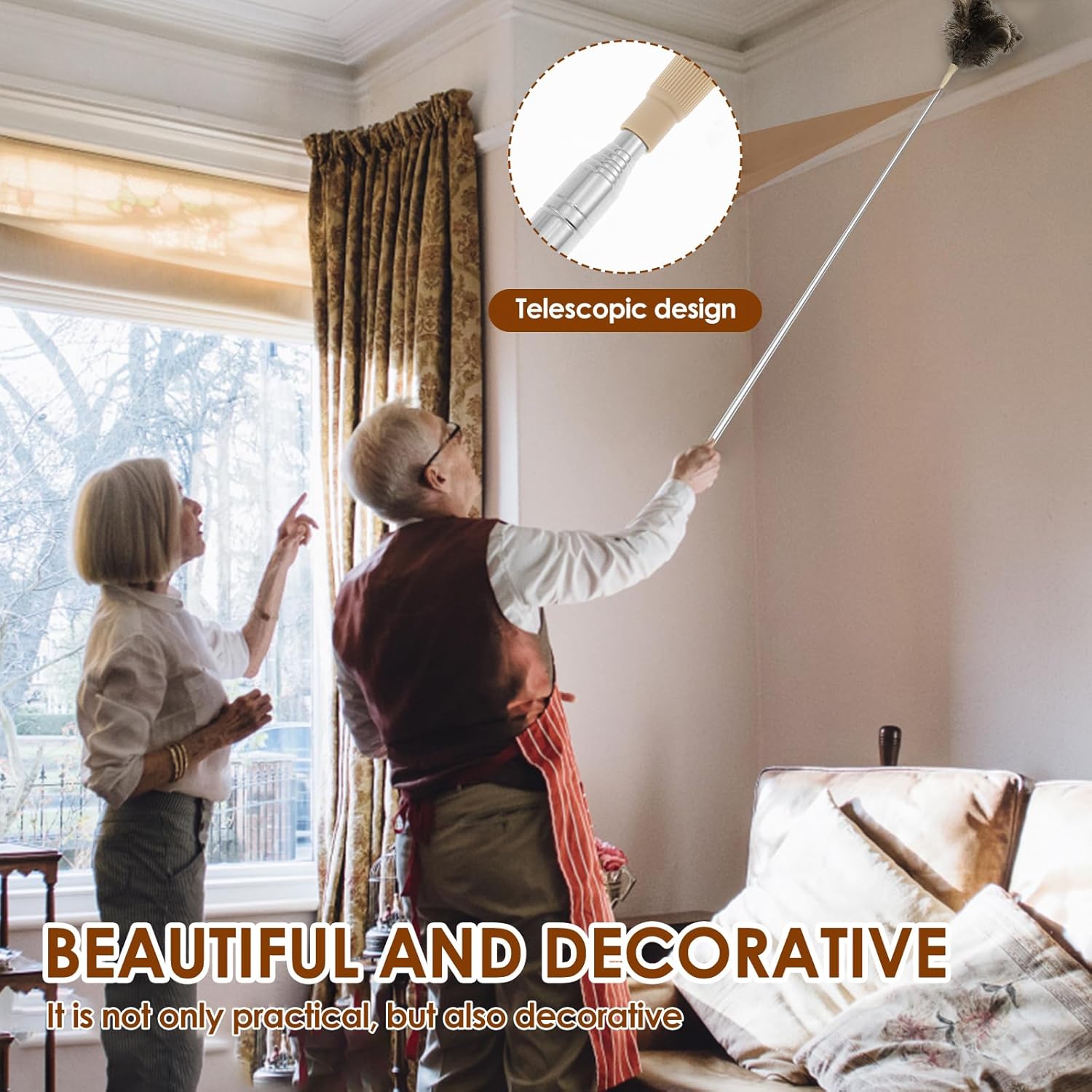 4 Pcs Feather Duster with Extension Pole 29 to 83 Inches Practical Long Feather Dusters Retractable for Home and Car Cleaning (4Pcs-Feather Duster)